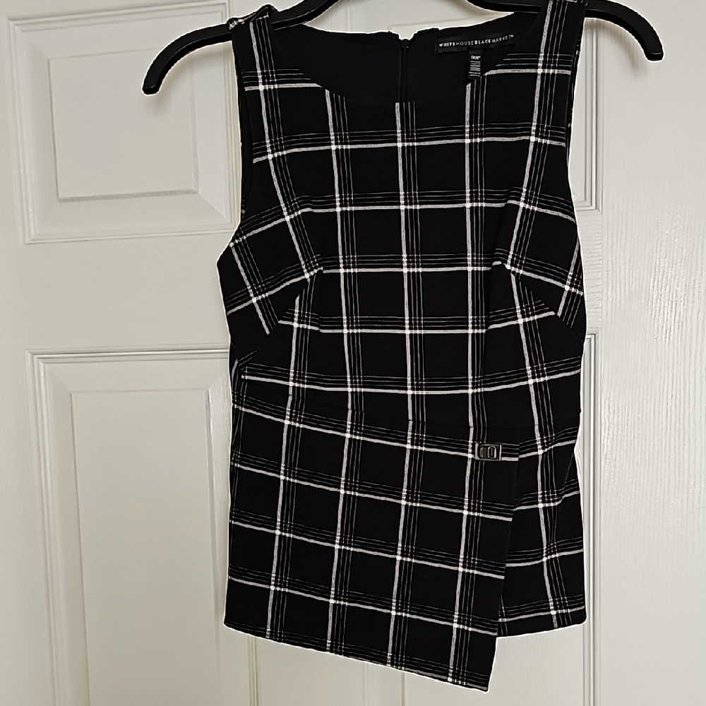 Black and White Sleeveless High Neckline Tank Top